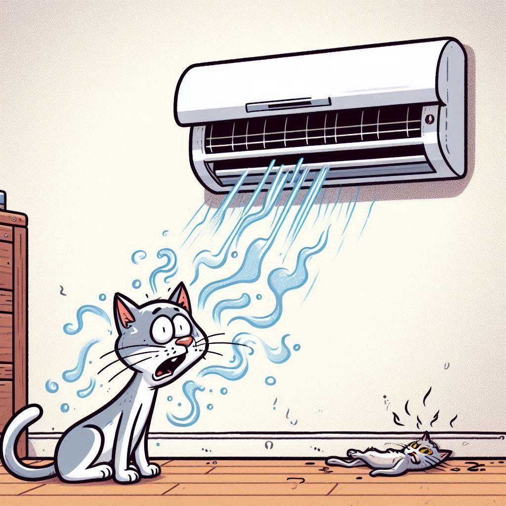 cat smelling stinky air conditioner